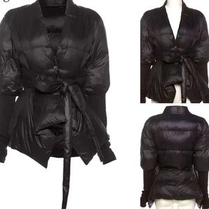 Black Knit sleeve Puffer Jacket